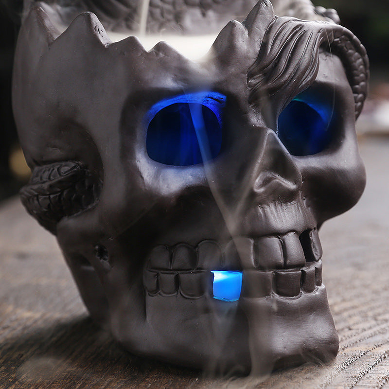 Skull Head Halloween Home Decoration Backflow Incense Burner Home Decor dealsniper-net