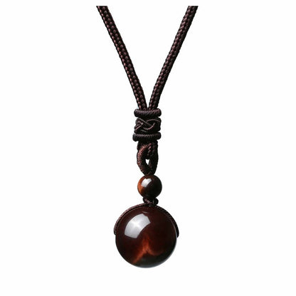 Fashion 16mm Natural Obsidian Pendant Amethyst Necklace For Men And Women Jewelry dealsniper-net Coffee 1PC