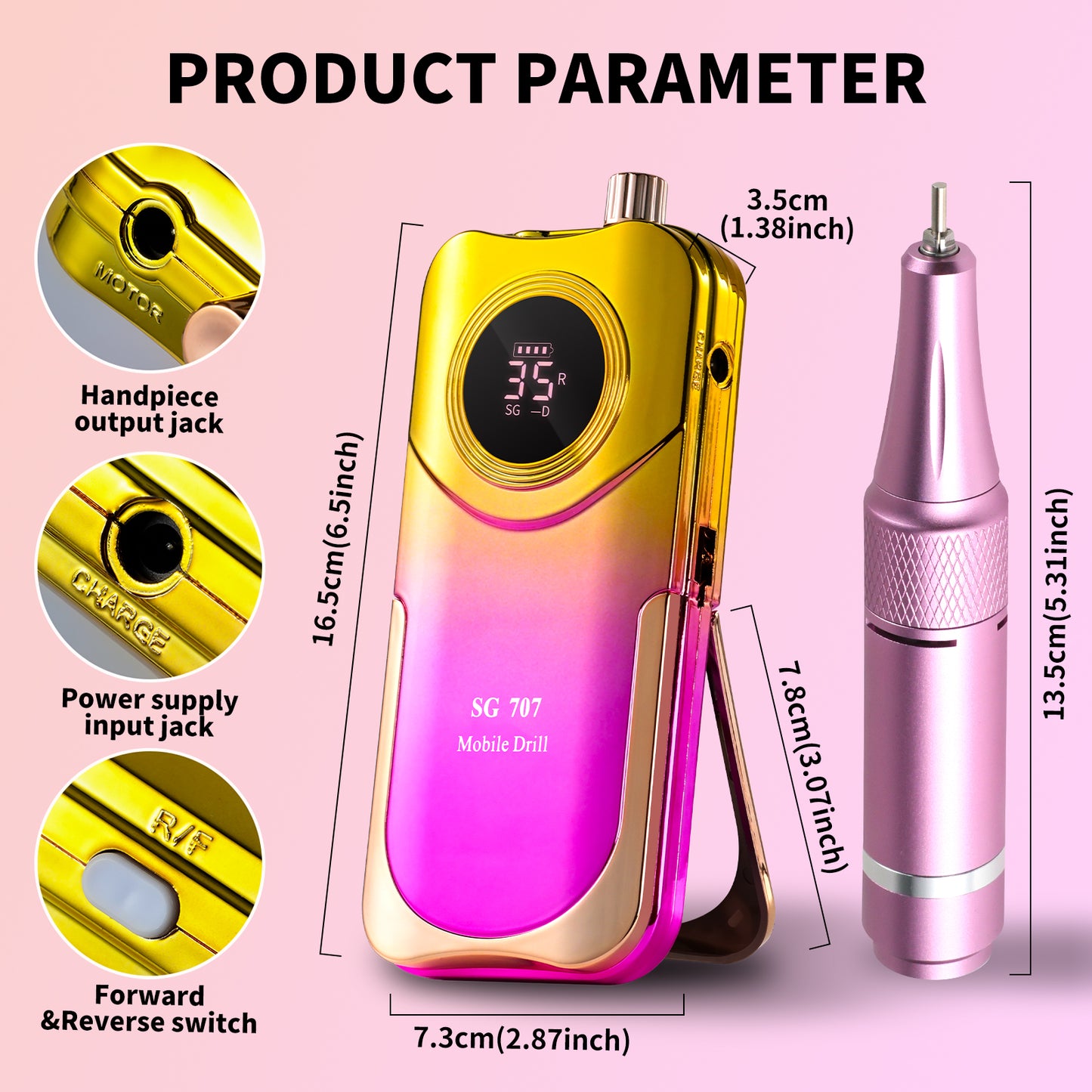 Portable Electric Nail Drill Cordless, 35000 RPM Electric Nail File Beauty dealsniper-net