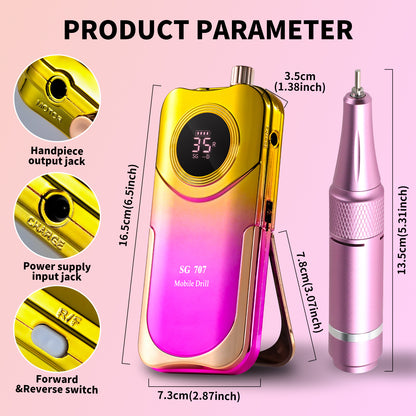 Portable Electric Nail Drill Cordless, 35000 RPM Electric Nail File Beauty dealsniper-net