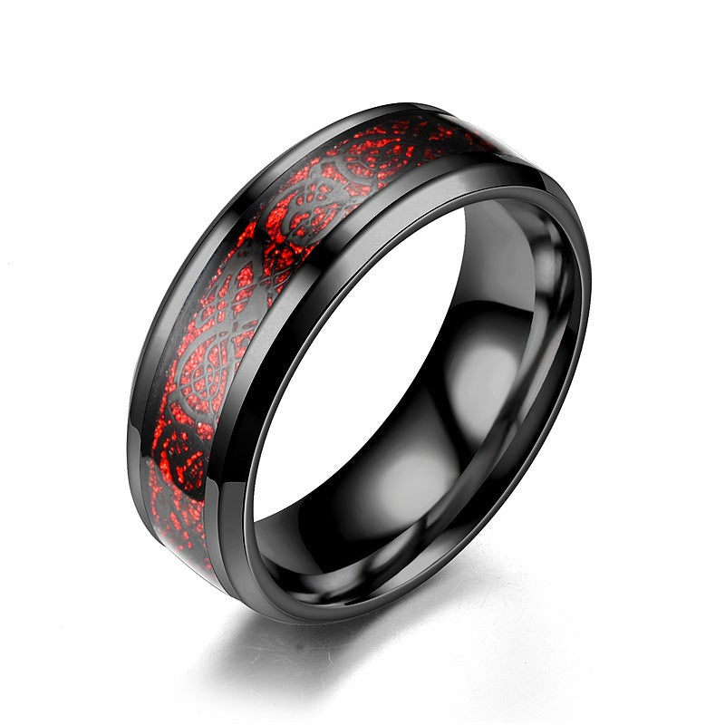 Titanium Steel Dragon Ring Jewelry dealsniper-net Black Ring Red Bottom No.10