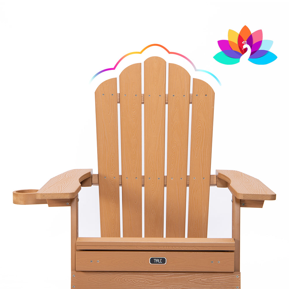 TALE Folding Adirondack Chair With Pullout Ottoman With Cup Holder Outdoor dealsniper-net