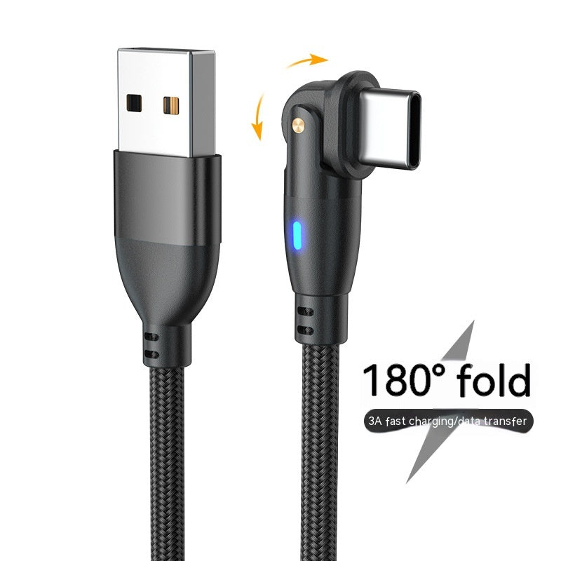New Product Bending 180 Degrees Data Cable Electronics Gym From House TypeC Black 0.5m