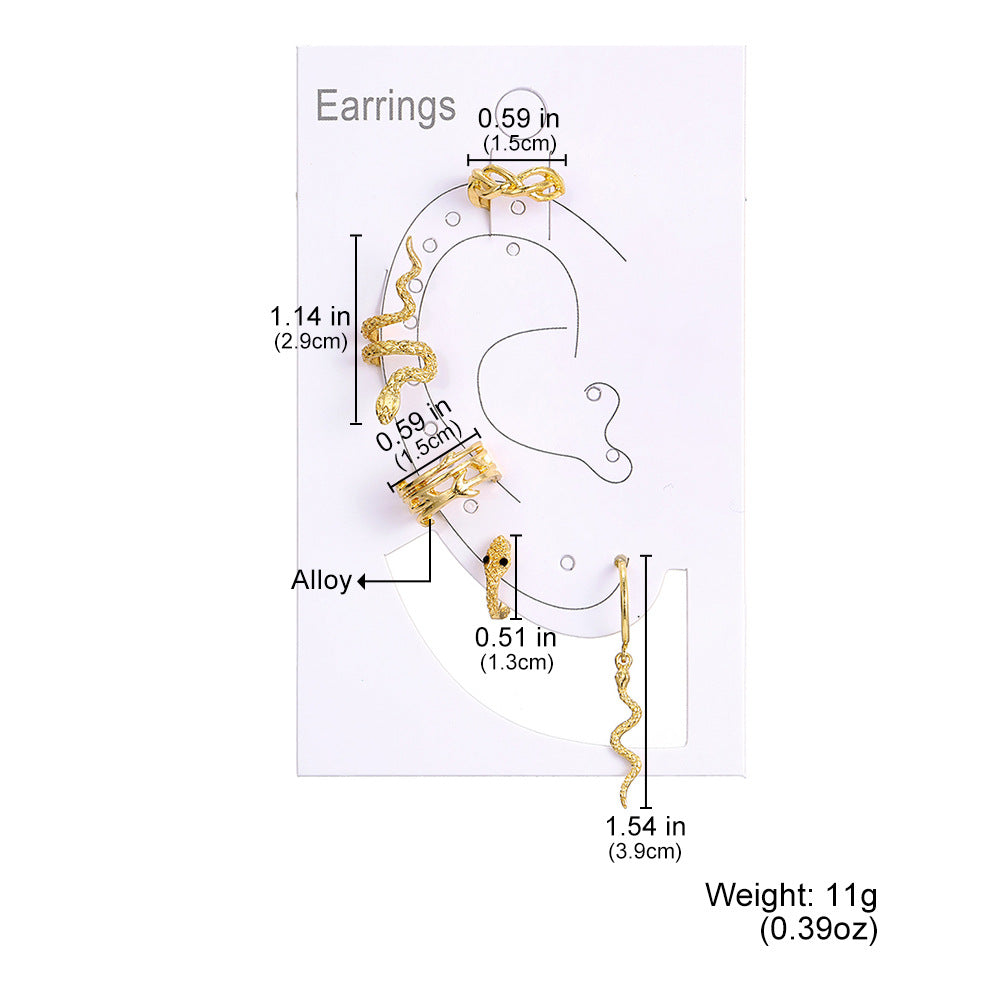 Punk Gold Plated Animal Snake Clip Earrings Ear Clip Without Piercing Jewelry Gym From House
