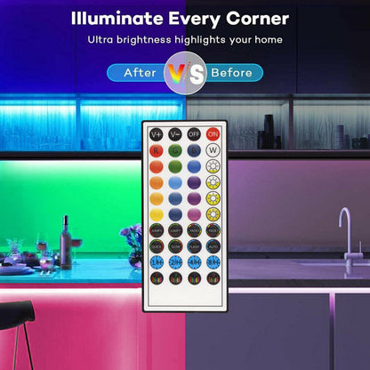 Led Strip Lights 5050 RGB Bluetooth Room Light Color Changing with Remote Home dealsniper-net