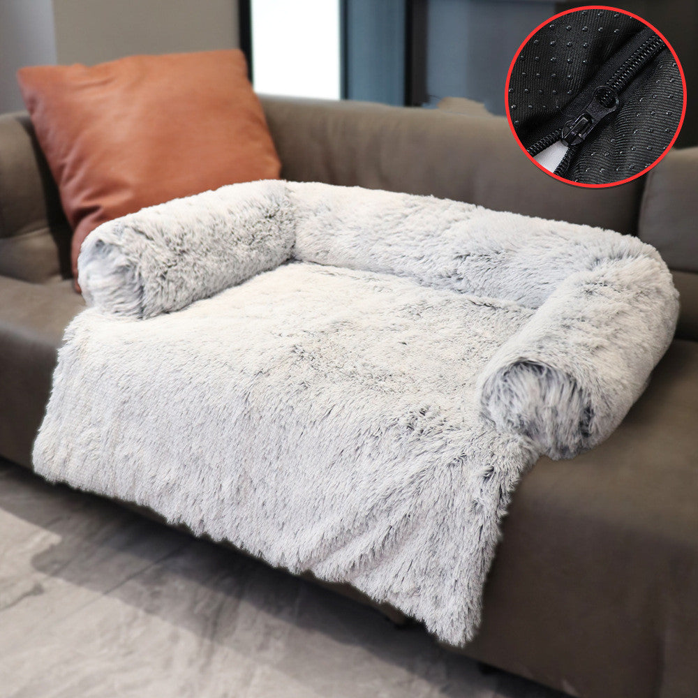 Removable Pet Dog Mat Sofa Dog Bed Soft Pad Blanket Cushion Pets dealsniper-net Right angle grey L Washable