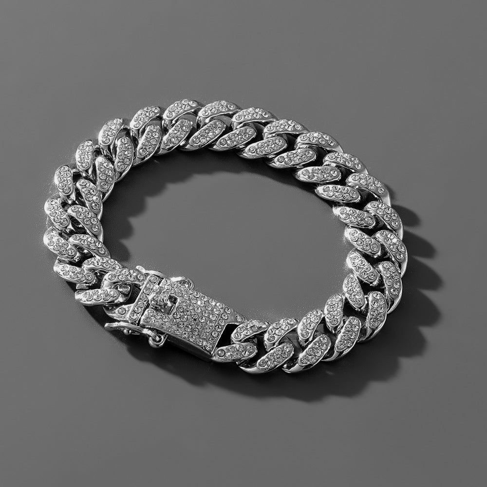 Hip Hop Trend Full Diamond Cuban Link Chain Men's Bracelet Jewelry Gym From House Y52 Silver Buckle Bracelet