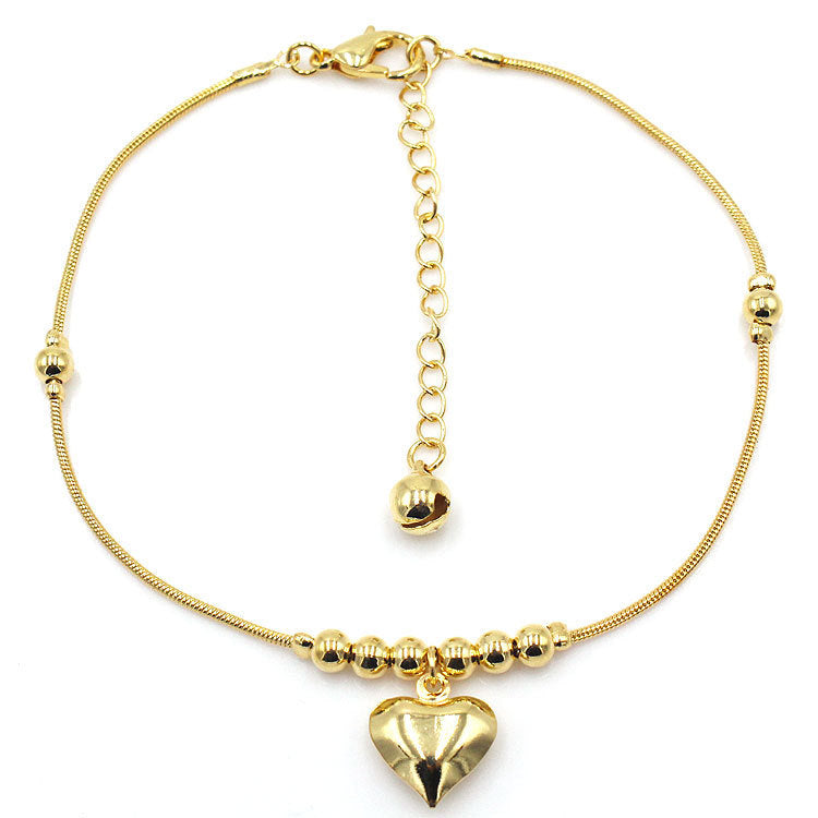 Gothic Gold Color Heart Pendant Anklet For Women Jewelry dealsniper-net