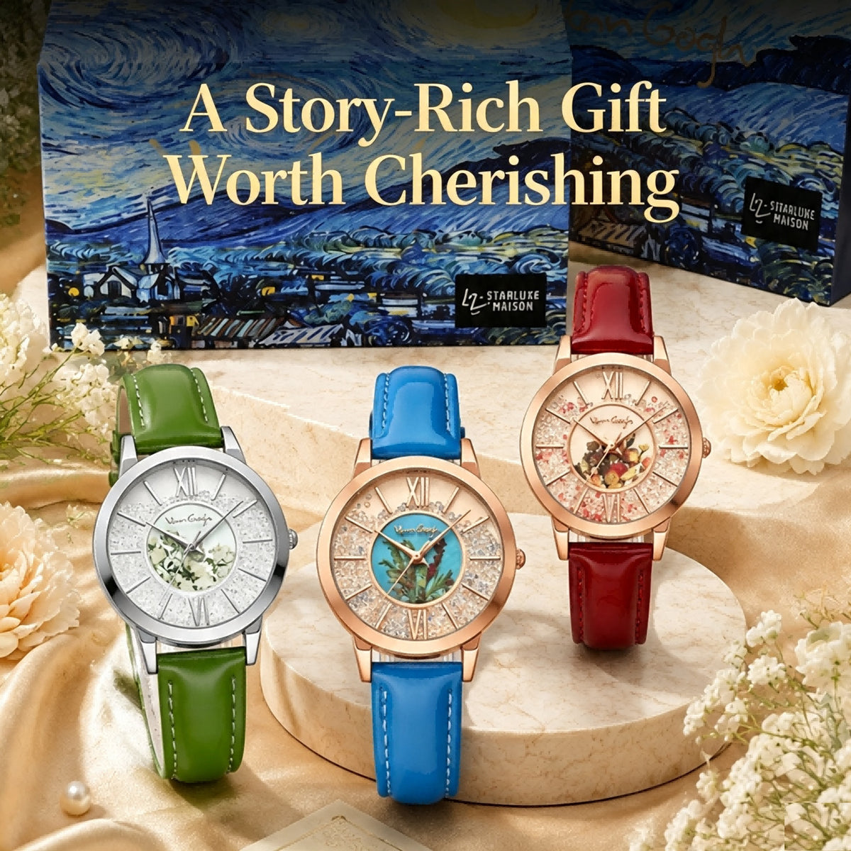 Van Gogh Women's Artistic Quartz Watch Leather Strap Jewelry DealSniper.net