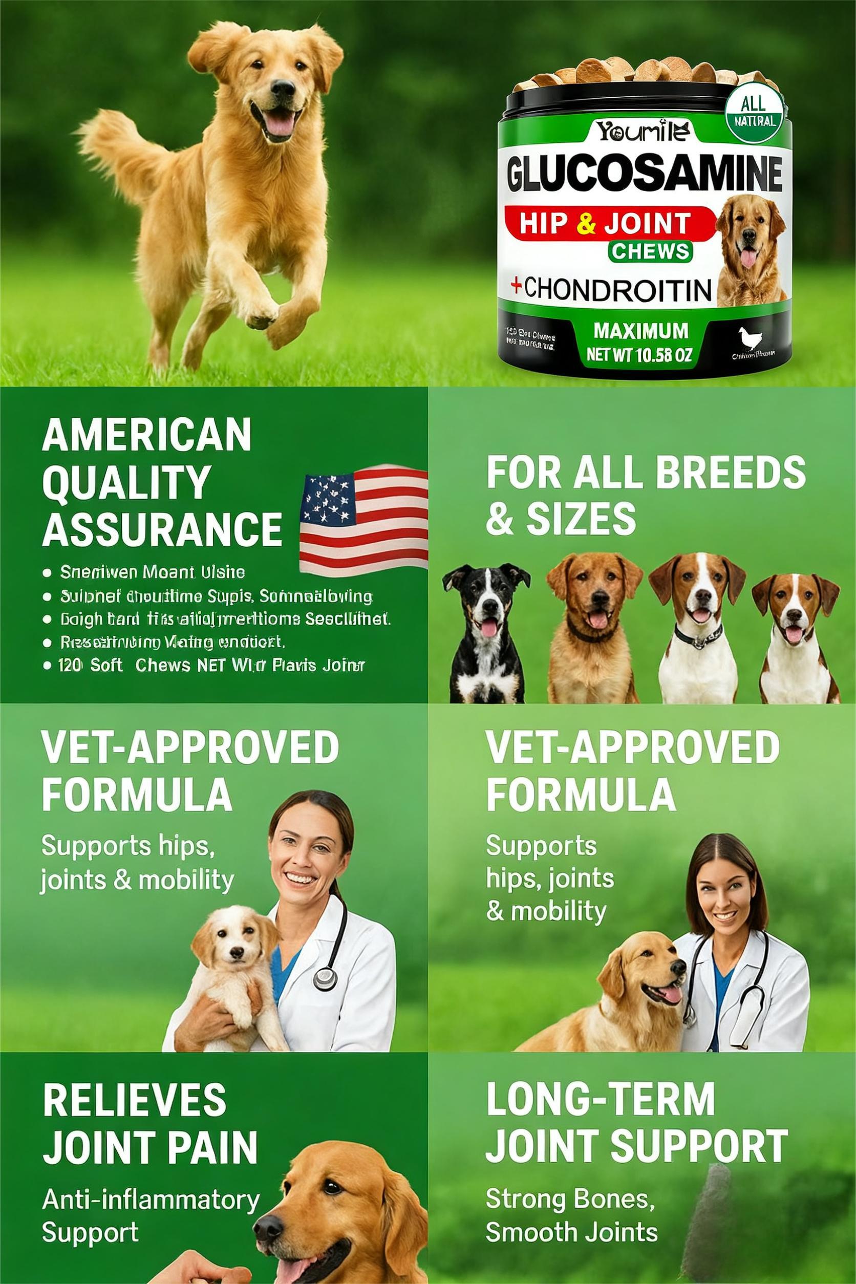 Youmile Hip & Joint Health Supplement For Dogs 120 Chews Pets Gym From House