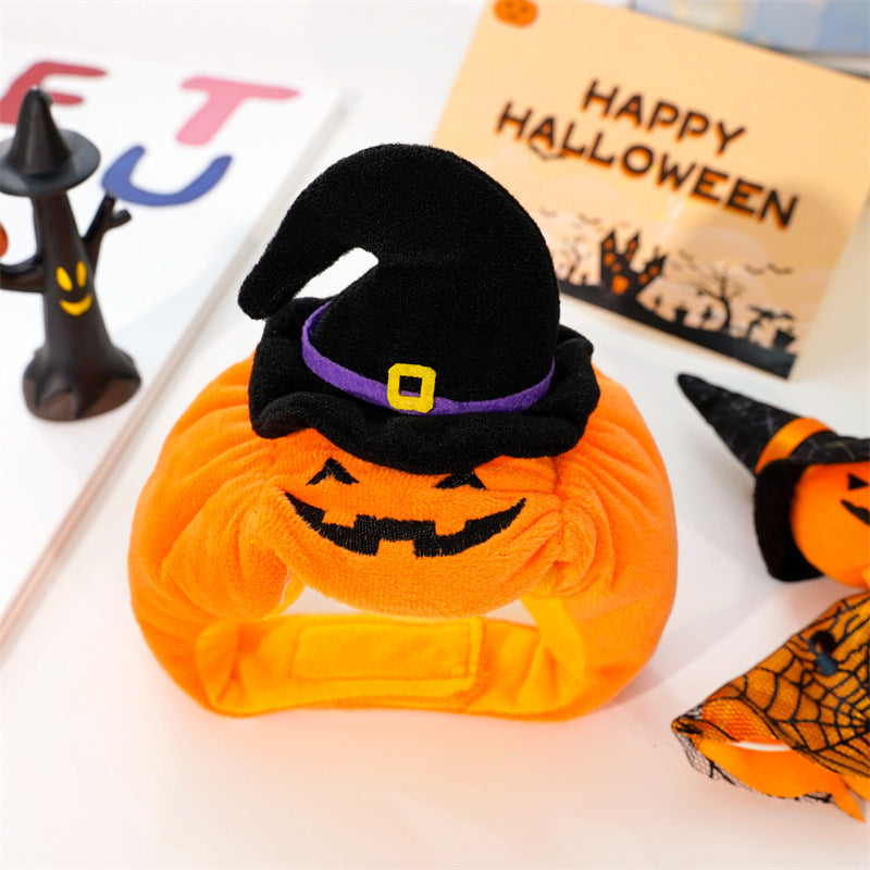 Halloween Pumpkin Vest For Dogs Cats Festive Pet Costume Harness Pets null Black Orange Pumpkin Hat M