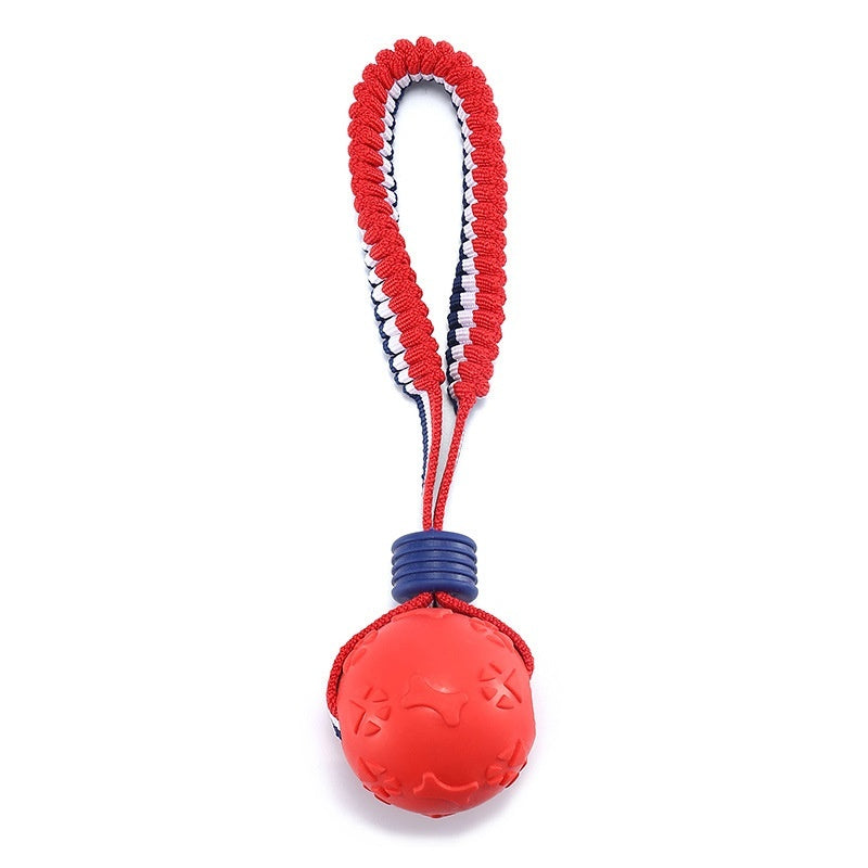 Interactive Dog Toy Ball Interactive Teether With Rope Dog Ball Pets dealsniper-net Bone Footprints Ball Red