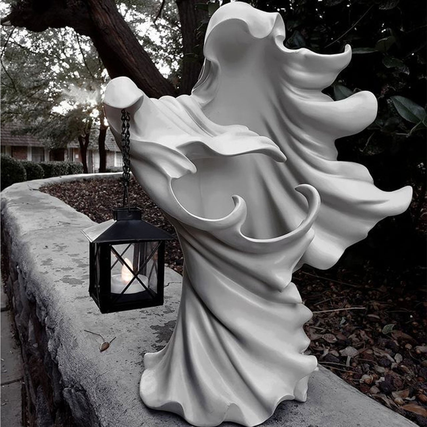 Faceless Ghost Sculpture Halloween Ghoul Resin Sculpture