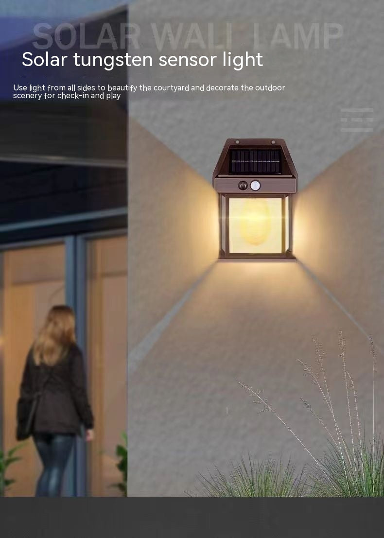 Outdoor Solar Waterproof Tungsten Induction Garden Wall Lamp Garden DealSniper.net