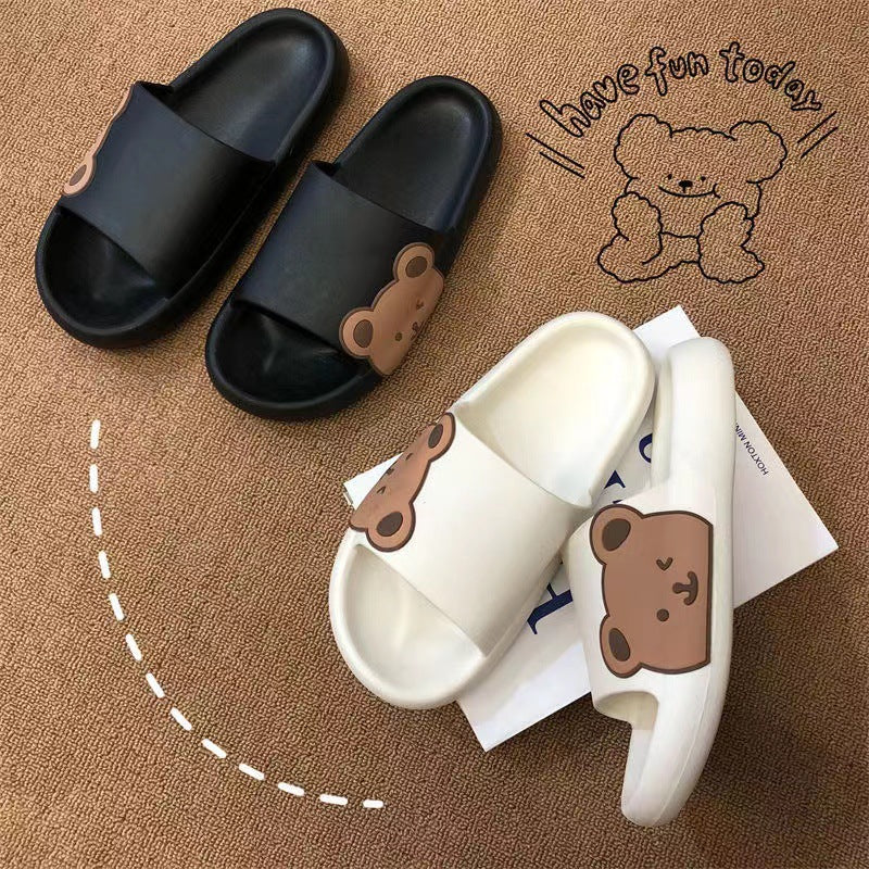 Cute Bear Slippers Summer Beach Shoes Bathroom Slippers Women Gym From House