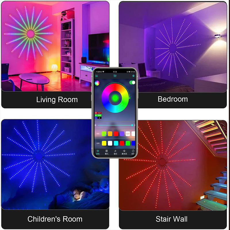 Home Decoration 3D Firework Lamp Remote Control RGB Light