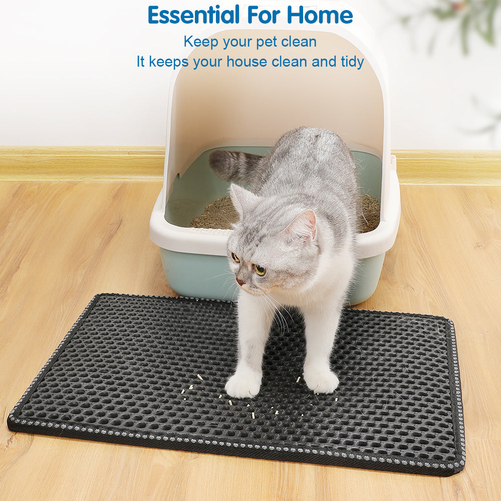 Double Rice Grain Cat Litter Mat, Cat Litter Cleaning Pad