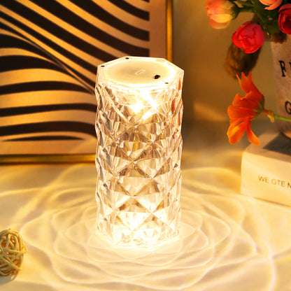 Clear Acrylic Crystal Rose Petal Table Lamp Home Decor Gym From House Warm white A