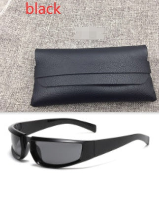 Fashion New Personality Cycling Sports Trend Sunglasses Men Gym From House Bright Black grey C1 With glasses bag