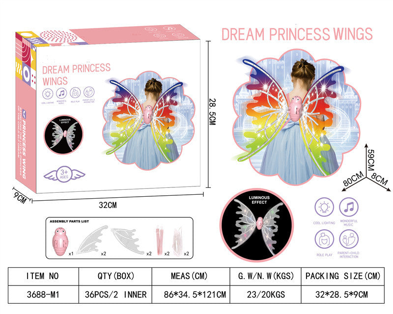 Girls Electrical Butterfly Wings With Lights Glowing Shiny Dress Kids dealsniper-net 3688M1 With Light