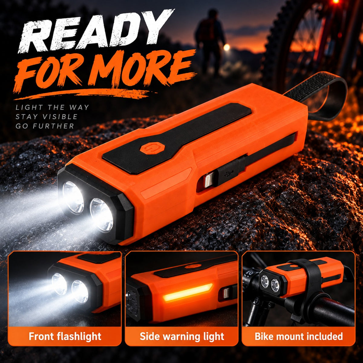 Rechargeable Z828 Orange Portable Bicycle Flashlight Outdoor DealSniper.net Z828ORANGE