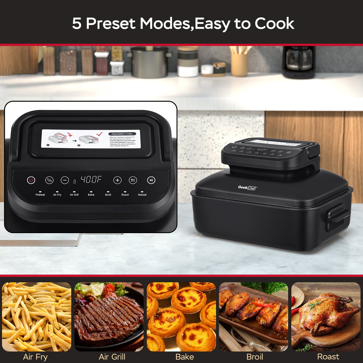 Geek Chef 7 In1 Smokeless Electric Indoor Grill With Air Fry, Home dealsniper-net