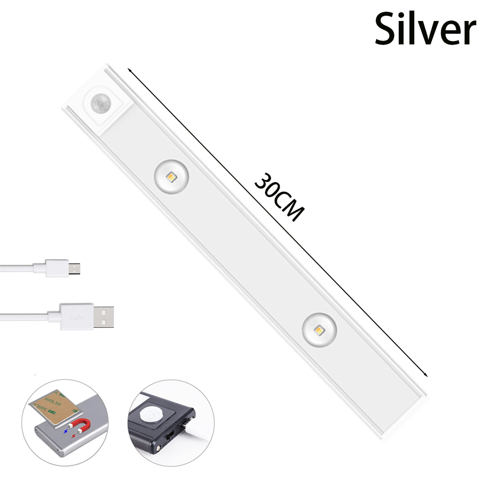 USB LED Night Light Motion Sensor Wireless Thin LED Home DealSniper.net Silver 30cm 1PC