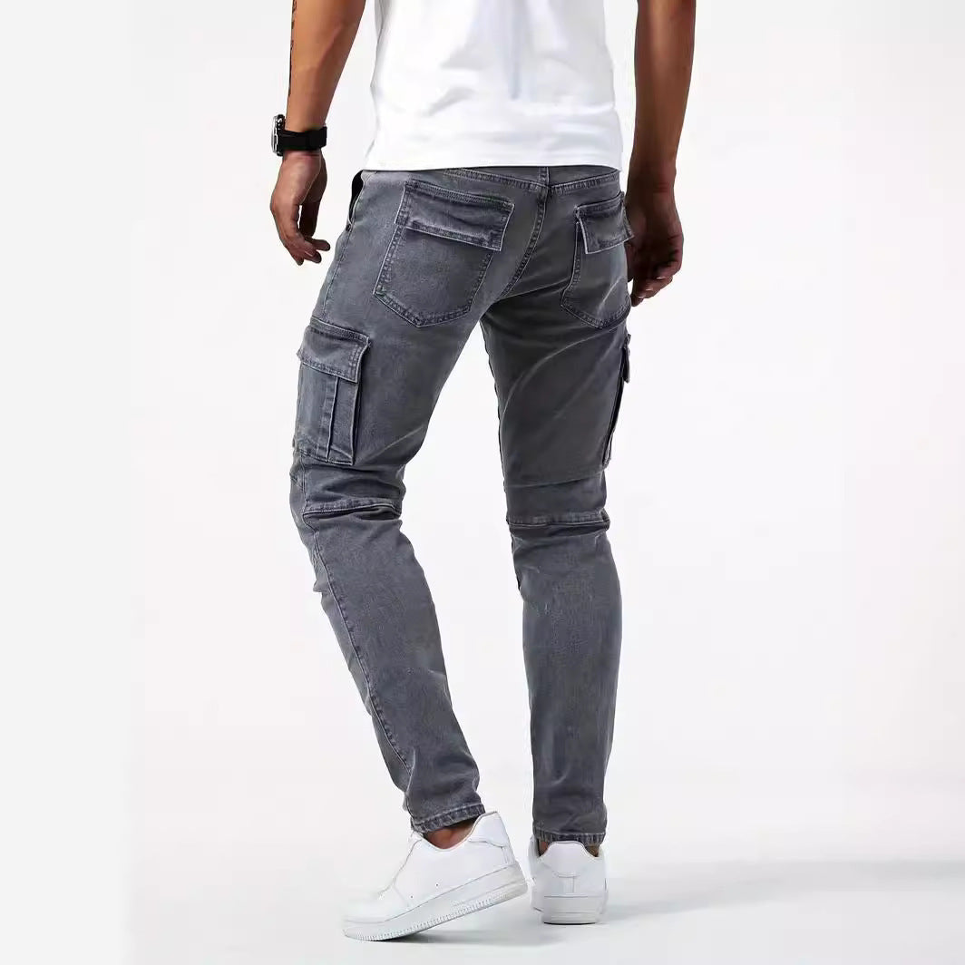 Man's Casual Cargo Pants Stylish Tide Brand Stretch Pants Men null