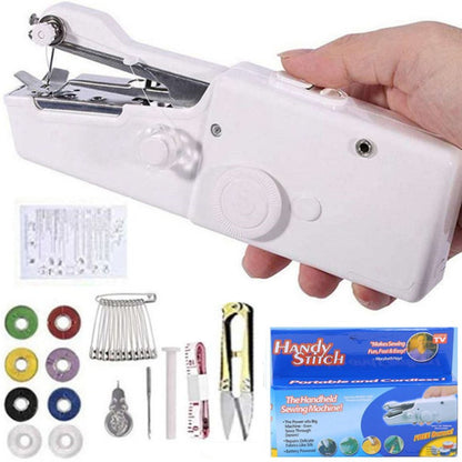 Handheld Mini Sewing Machine Set Hobby Gym From House White
