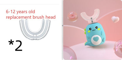 Children'S Electric Toothbrush Food Grade Silicone Oral Kids null Little Dinosaur Green set2 6to12 Years Old
