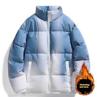 Fashion Stand-up Collar Gradient Coat Couples Winter Warm Plush Men DealSniper.net Grey 2XL