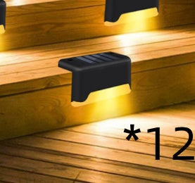 Solar outdoor courtyard lamp staircase wall lamp Home Decor dealsniper-net Black warm light Q12pic