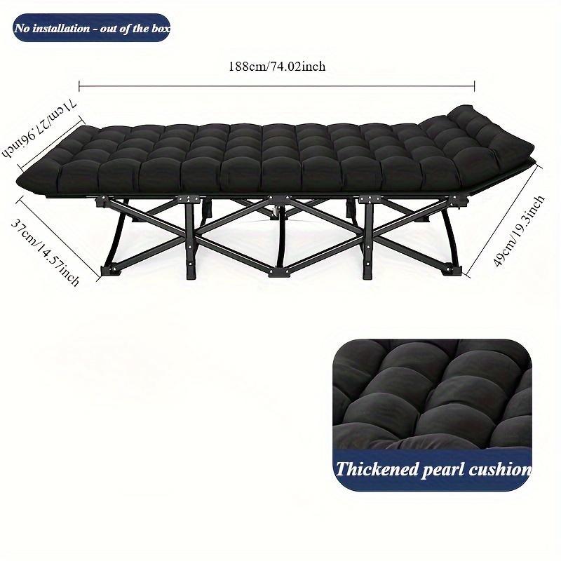 Black Heavy Duty Foldable Camp Cot With Storage Bag Outdoor DealSniper.net Black