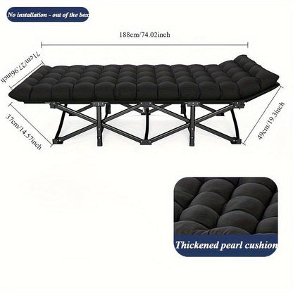 Black Heavy Duty Foldable Camp Cot With Storage Bag Outdoor DealSniper.net Black