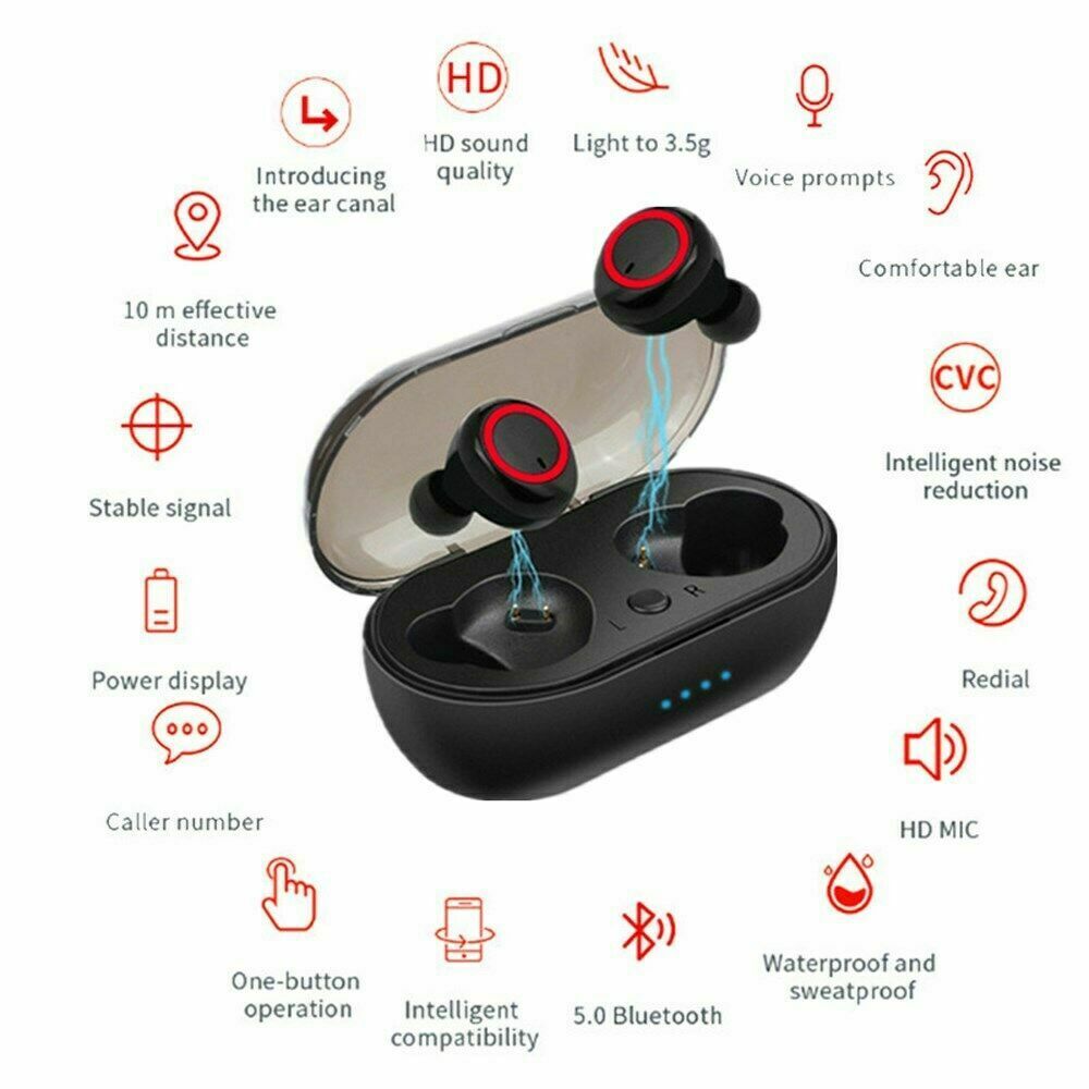 Waterproof Bluetooth 5.0 Wireless Earbuds Headphone Gadgets dealsniper-net