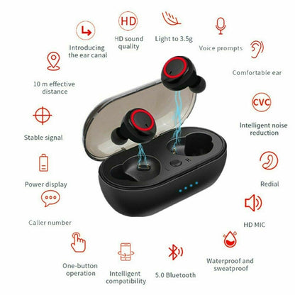 Waterproof Bluetooth 5.0 Wireless Earbuds Headphone Gadgets dealsniper-net