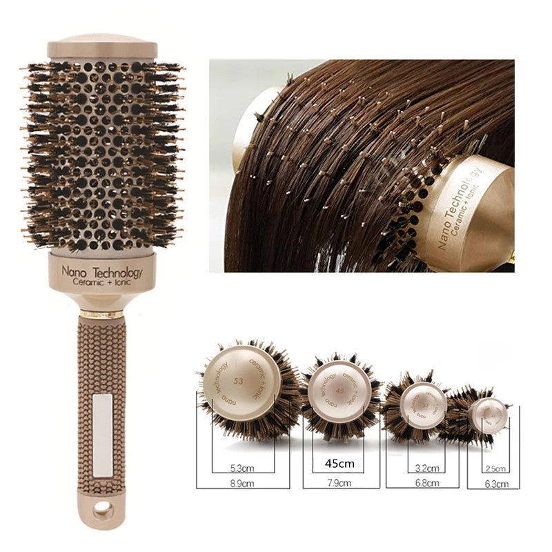 Hair Comb Brush Nano Hairbrush Ceramic Ion Round Barrel Comb Beauty dealsniper-net