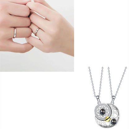 Sun Moon Shape Couple Personalized Necklaces Gifts Holidays dealsniper-net Silver J