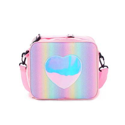 Laser Simple Rainbow Color Insulation Bento Bag Kids DealSniper.net Pink