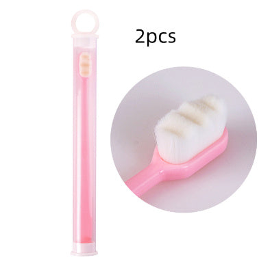 Ultra-fine Toothbrush Super Soft Bristle Deep Cleaning Brush Kids DealSniper.net 2pcs Wavy pink