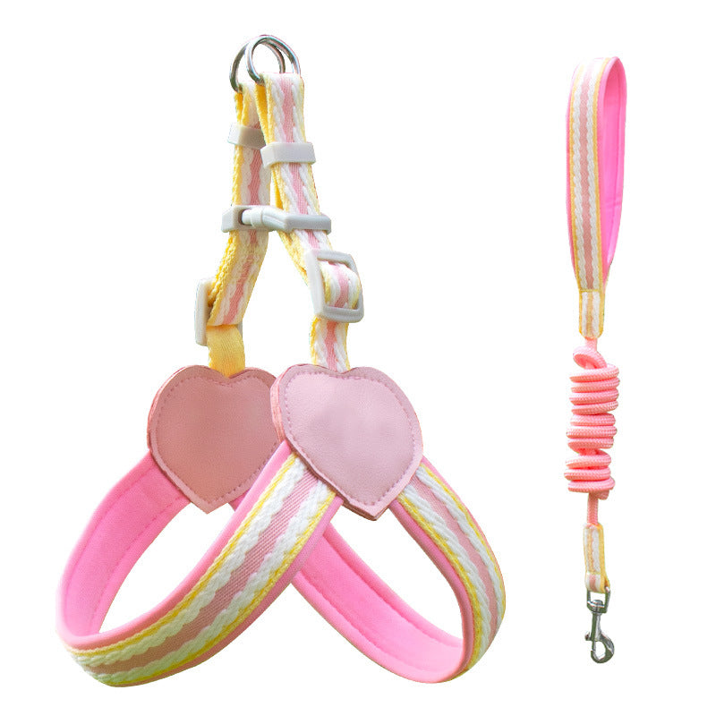 Dog Hand Holding Rope Vest Walking Chest Strap Pets dealsniper-net Peach Pink Suit L