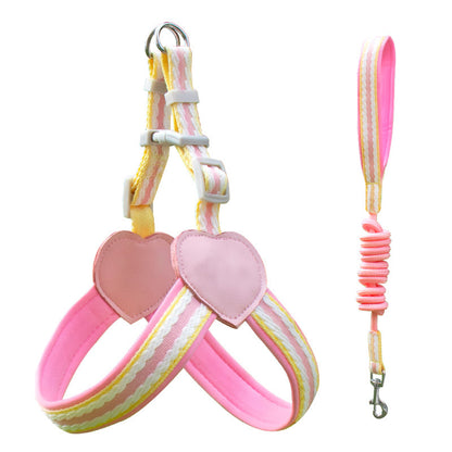 Dog Hand Holding Rope Vest Walking Chest Strap Pets dealsniper-net Peach Pink Suit L