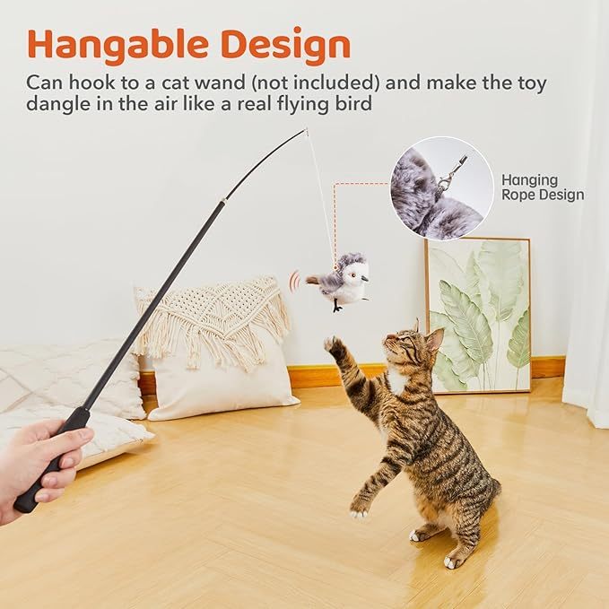 Cat Toys Flapping Bird No Flying Lifelike Sandpiper Chirp Pets dealsniper-net