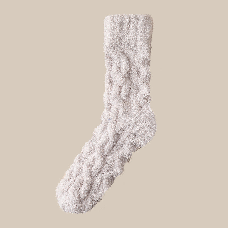 Winter Warm Fuzzy Coral Fleece Socks Women Men Men DealSniper.net Beige One Size