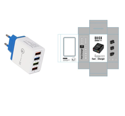 USB Charger Quick Charge 3.0 4 Phone Adapter Electronics DealSniper.net EU Dark blue and box Q1pc