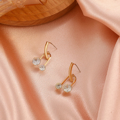 Copper Inlaid Zircon Hollow Small Gold Ball Earrings Jewelry dealsniper-net