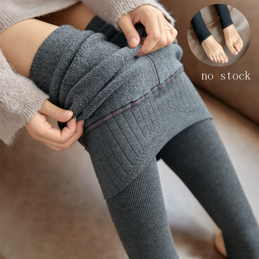 High Waist Stripes Leggings Winter Warm Thick High Stretch