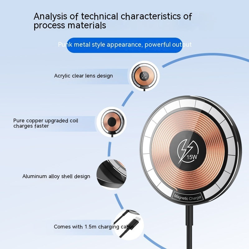 Transparent Magnetic Wireless Charger Phone Electronics Gym From House