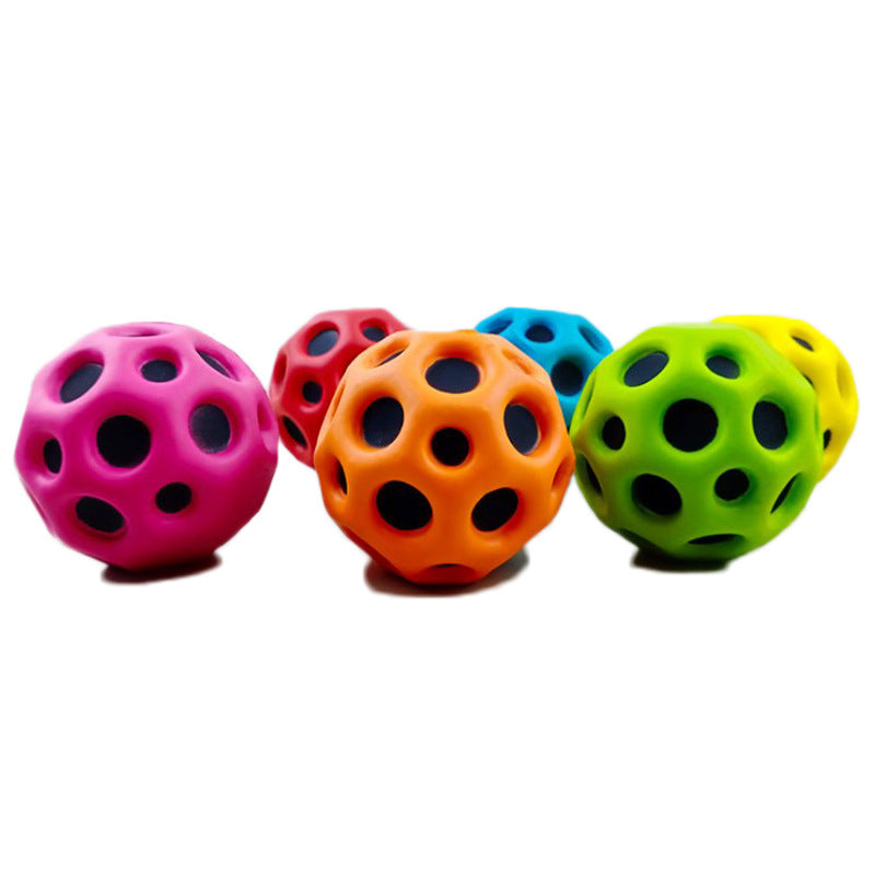 Hole Ball Soft Bouncy Ball Anti-fall Moon Shape Porous Bouncy Ball Kids Indoor Outdoor Toy Ergonomic Design Kids dealsniper-net