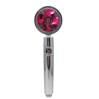 Propeller Driven Shower Head With Stop Button And Cotton Filter